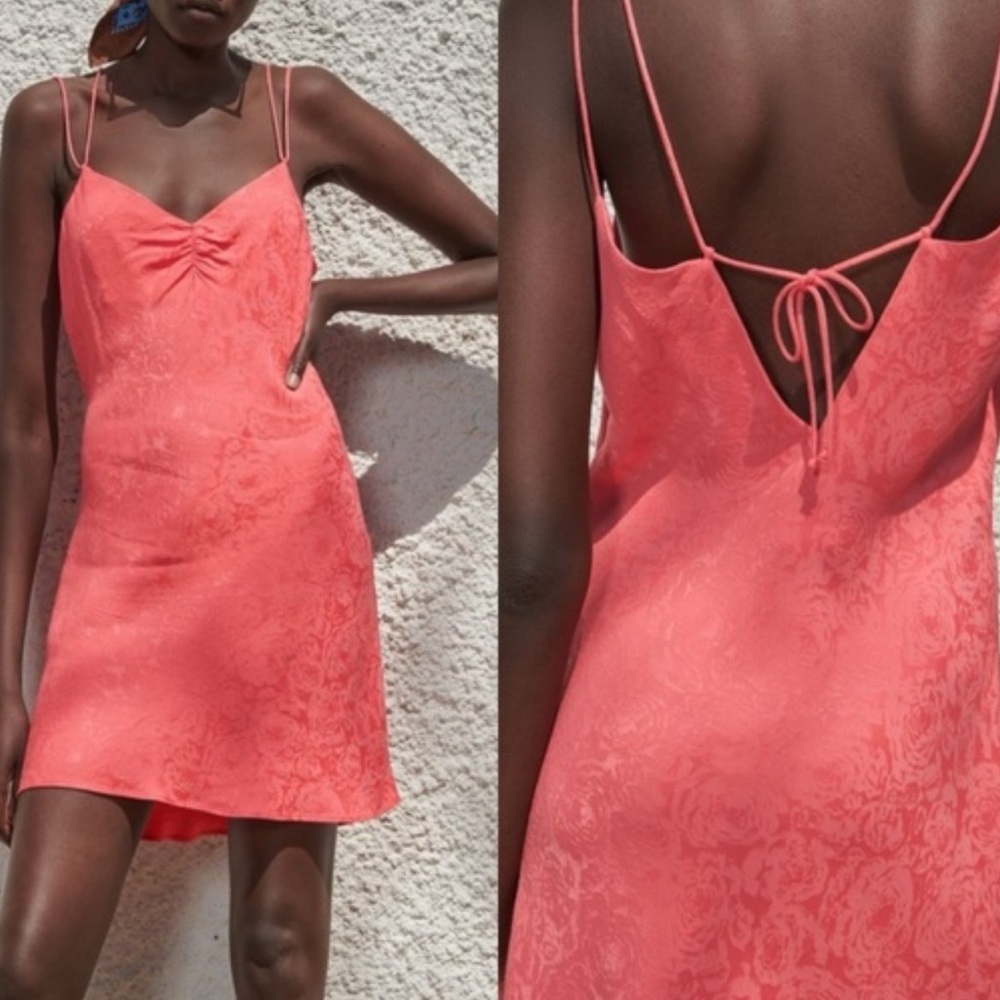 NWT Zara mini chemise dress.  Size S.   Coral pink.